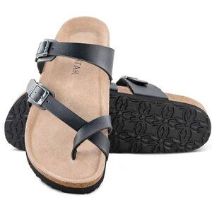 Tf Star Leather Sole Sandals Size 10 Adjustable Straps Soft Cow Suede Footbed